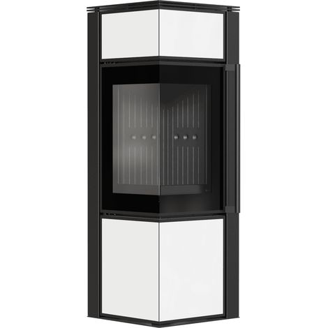 Kaminofen aus Stahl KRATKI TORA/S 8 kW Ø 150 Weißes Glaspaneel schwarz Verkleidung (1/5)