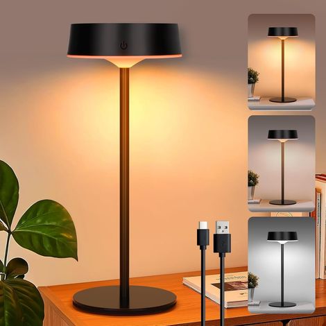 Lampe de table solaire d'extérieur avec interrupteur tactile, rechargeable par USB, 3 températures de couleur, intensité variable, pour intérieur et extérieur (noir, 1 paquet) [Classe énergétique D]