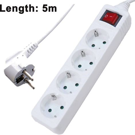Multiprise - Câble Plat 3m ou 5m - Prise À 45° - Protection Enfants - Interrupteur Éclairé - 3/4/5 Prises - 250 V - 10 A (1/5)
