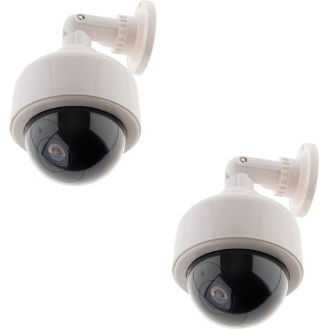 Otio – Lot de 2 caméras de surveillance factices extérieures – LED rouge clignotant – Alimentation 3 piles AA – Angle de vision ajustable