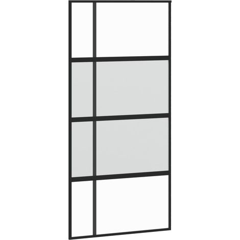 vidaXL Porte coulissante noir 102,5x205 cm verre trempé aluminium