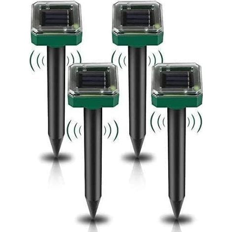 Lot de 4 répulsifs solaires à ultrasons – Repousse taupes, campagnols, gophers, serpents – Rayon d'action 15m – Superficie jusqu'à 700m² (1/5)