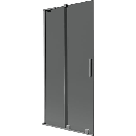 Mexen Velar L Badewannenfaltwand 2-flügelig verschiebbar 90 x 150 cm, Graphit, Gun Metal - 896-090-003-41-95 (1/5)