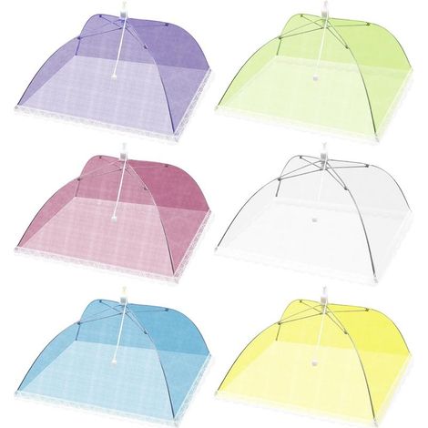 6 Pièces Cloche Alimentaire Pliable Couvercle Nourriture Anti Mouche Maille Aliments Tente Anti Insectes pour Barbecue Pique Nique Aliments (6 Couleurs) (1/5)
