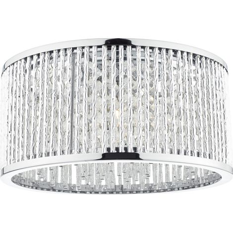 DAR NANTES - Plafonnier Crystal Flush Aluminium Chrome Poli, 3x G9 (1/5)