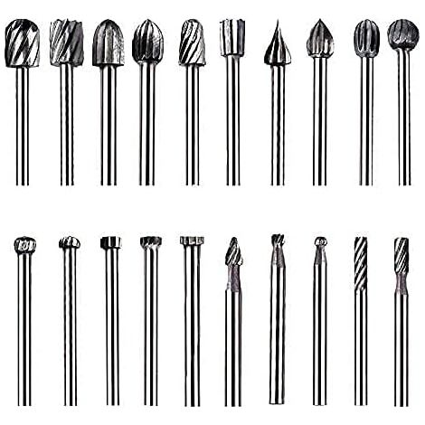 Fraises Rotative HSS Routeur Bits Bois Fraisé 3 mm Foret pour Bois, Plastique, Meulage d'Aluminium, Polissage, Gravure, Lot de 20 (1/5)