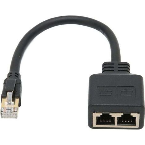 Adaptateur répartiteur RJ45 1 à 2 ports – Câble Ethernet CAT8 – Noyau plaqué or – Pour partage de connexion haut débit (1/4)