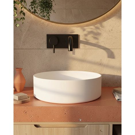 Lavabo 36 cm da appoggio Torino solid surface bianco opaco (1/5)