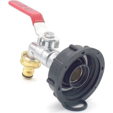 Raccord Robinet - Laiton Chromé - Sortie Raccord Rapide - Pour Cuve Plastique 1000 L - Filetage Femelle S60x6 - 1 Pièce (1/5)