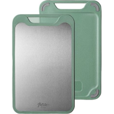 Tabla de cortar de acero inoxidable de doble cara de 40x25 cm, acero inoxidable 304 apto para uso alimentario, ideal para hornear y cocinar. (1/5)