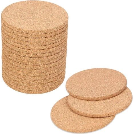Lot de 20 sous-verres en liège pour boissons, sous-verres de bar absorbants, résistants à la chaleur et réutilisables, en forme de tonneaux pour le vin (1/5)