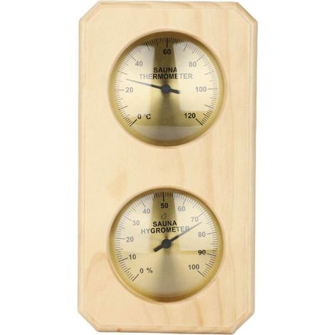 Sauna 2 en 1 Hygromètre en bois pour sauna Hygrothermographe d'intérieur pour sauna (1/4)