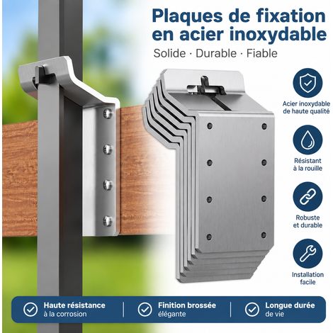 Lot de 6 supports pour poteau de clôture en T argentés argent 1,55 kg – Livraison gratuite (1/4)