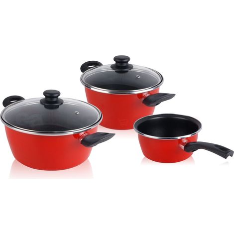 Magefesa GRANA Batterie de cuisine 5 pièces, induction, antiadhésive sans PFOA Rouge (1/5)