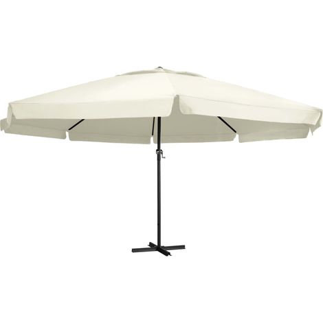 vidaXL Garden Parasol with Aluminium Pole 600 cm Sand White