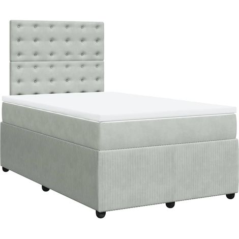 Cama box spring con colchón terciopelo gris claro 120x200 cm vidaXL (1/5)