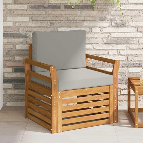 Outdoor-Sofagarnitur Massives Akazienholz und Polyester Natur (1/5)