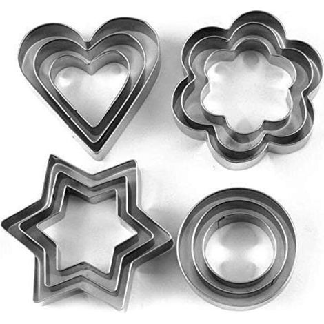 12er-Set Runde Ausstechformen aus Edelstahl, Stern- und Sternförmige Plätzchenformen für Küche, Backen, Halloween, Weihnachten, Kleine Ausstecher (1/5)