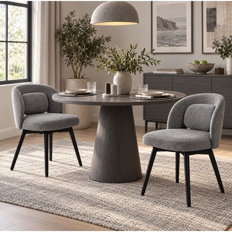 Juego de 2 sillas de comedor grises giratorias 360°, tapizadas en terciopelo con patas de madera (1/5)