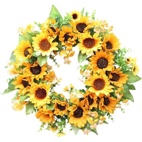 Couronne d'Halloween en guirlande de tournesols artificiels pour la décoration