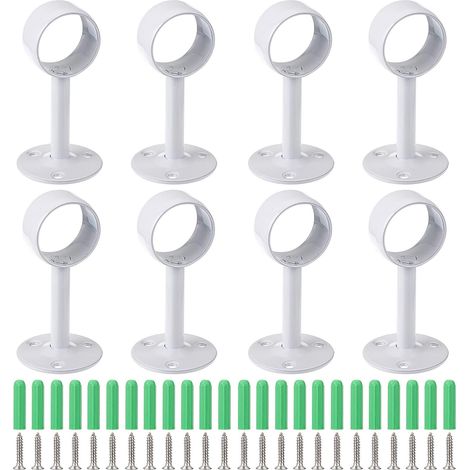 8pcs supports de tringle à rideau de montage au plafond 1-1 / 4 pouces supports de tringle à rideau de fenêtre, supports de tringle à rideau suspendus à montage mural blanc supports de support de trin