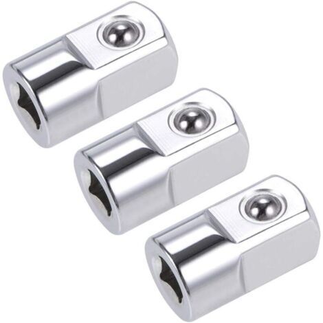 Set of 3 Reducer Adapters 1/4" to 1/2" CR V Steel, Male and Female Fittings for Mechanical Tools (1/4)