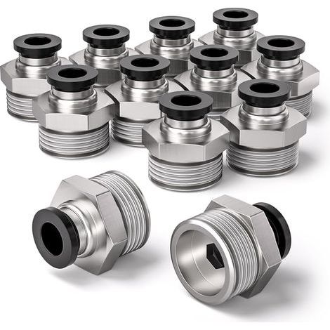 12 unidades de conexión de aire de inserción directa BSP macho de 3/8" x 6 mm de diámetro exterior, adaptador de línea de aire de liberación rápida pc6-03 (1/4)