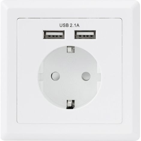 Sygonix SY-5045294 Einbau-Steckdose erhöhter Berührungsschutz, mit USB-Ladeausgang IP20 Weiß (1/3)