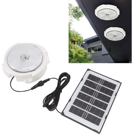 Plafonnier solaire LED 65W avec 60 LED, panneaux solaires, contrôle de la lumière et télécommande, idéal pour balcon. (1/5)
