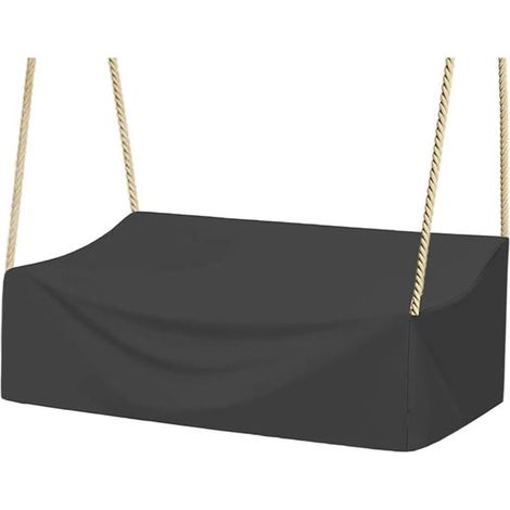 Housse de balancelle de jardin imperméable en tissu Oxford 210D coupe-vent anti-poussière pour siège suspendu Noir 115D 215 W 70 H cm Résistant aux intempéries (75 x 185 x 70 cm) (1/5)