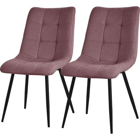 ML-Design Juego de 2 Sillas de Comedor Color Rosa Oscuro Asiento Acolchado para Cocina o Salón con Funda de Tela y Patas de Acero Negro Sillón Tapizado Suave con Respaldo para Oficina Sala de Estar (1/5)