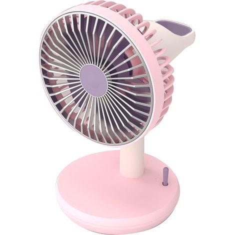 Ventilateur de bureau 3 vitesses USB charge simple 1200 mAh table portable silencieuse pour bureau extérieur maison rose