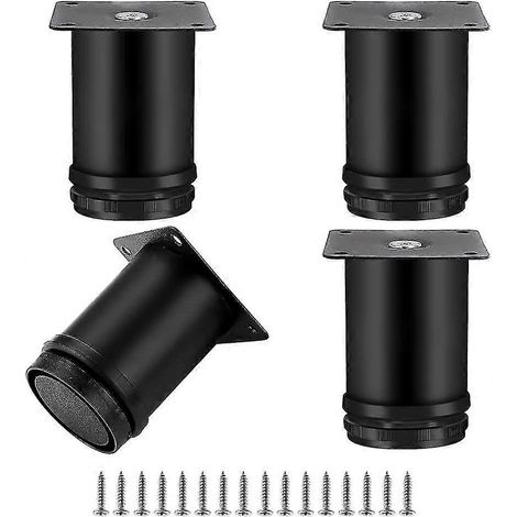 Pieds de meubles réglables, pieds de meubles ronds, pieds de canapé et de table en acier inoxydable, hauteur réglable de 0 à 10 mm, 50 x 80 mm, noir. (1/5)