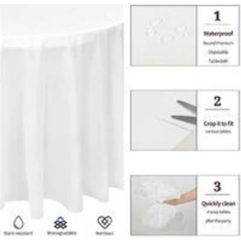 Lot 10 nappes rondes jetables 84 pouces plastique PEVA mariage fêtes (1/5)
