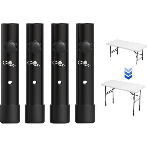 Juego de 4 extensiones para patas de mesas plegables, para patas curvas y rectas, elevadores ajustables para patas de mesas plegables, para una altura de (19,8 cm) (1/5)