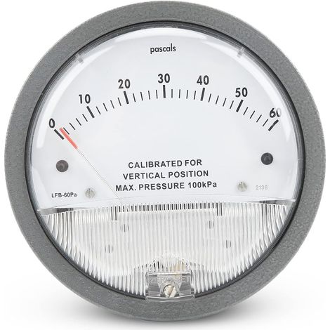 Differential Pressure Gauge, Industrial Pressure Gauge 0 to 60 Pa, 1/8 Female Thread, Temperature Range -7°C to 60°C (1/5)