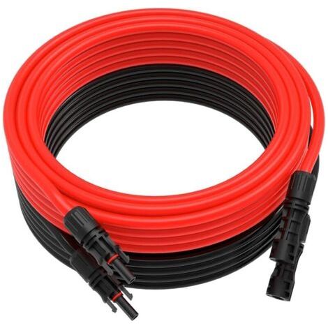 Cable Solaire 6mm²/4mm², Cable Panneau Solaire 5m, Rallonge Câble Solaire, Câble d'extension pour Panneaux Solaires Système