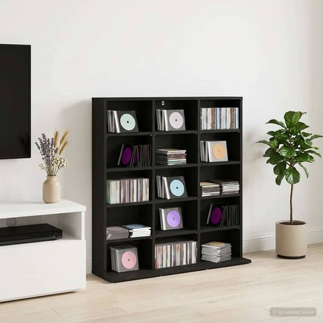 vidaXL CD Cabinet Black Oak 96 x 23.5 x 97.5 cm Engineered Wood (1/5)