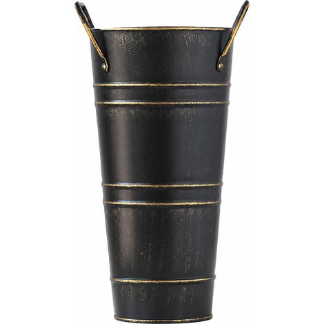Porte-parapluie en métal avec poignée, seau à parapluie vintage, vase décoratif, seau à fleurs, étagère de rangement pour la maison ou la salle (1/5)