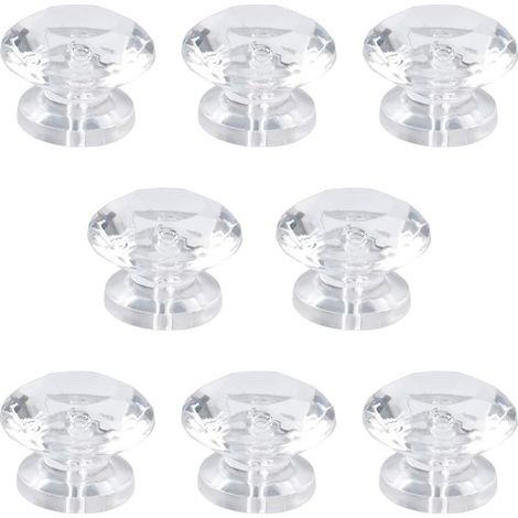 Lot de 8 mini boutons en acrylique autoadhésifs en forme de diamant sans perçage pour miroir, placard, boîte cadeau et autres petits meubles (1/5)