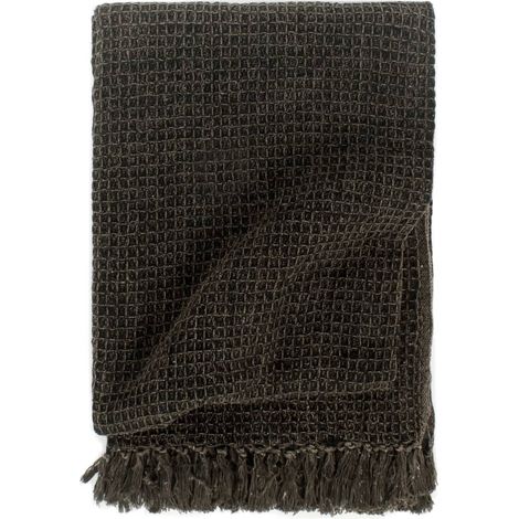 Plaid en coton 160x210 cm Anthracite/Marron (1/5)