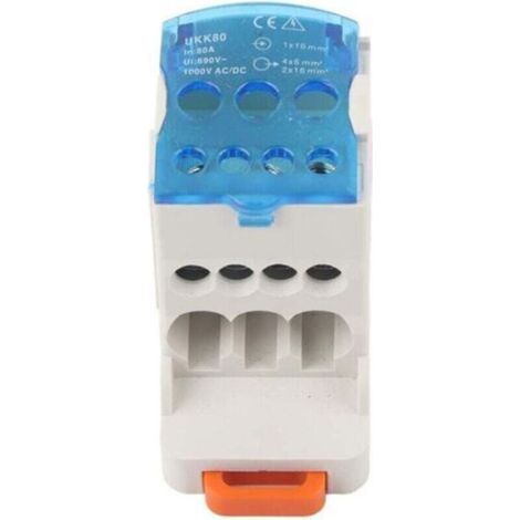 Boîte de distribution électrique 16mm² – Bornier à 4 connexions – Courant nominal 80A – Nylon ignifuge – Installation sur rail DIN