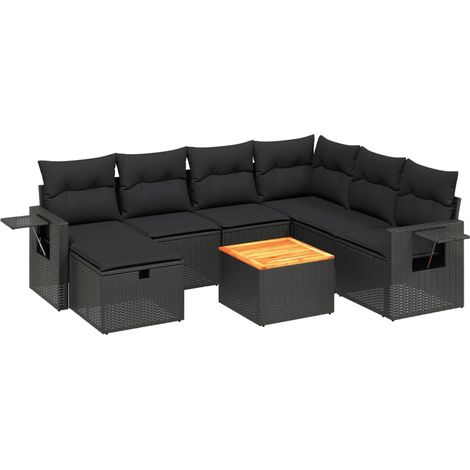 Set Divani da Giardino con Cuscini 8 pz Nero in Polyrattan vidaXL (1/4)