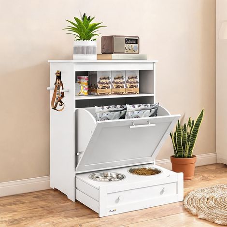 Station d'alimentation pour chien avec rangement 2 bols inox (1/5)