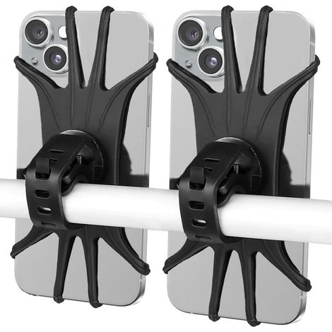 Support de téléphone pour vélo (lot de 2), support universel pour moto, support de téléphone en silicone rotatif à 360°, support de téléphone pour guidon, compatible avec iPhone 12, 11 Pro et Samsung.