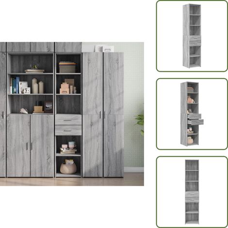 Buffet haut sonoma gris 40x42,5x185 cm bois d'ingénierie - Buffet Design Intemporel - Meuble Rangement - Buffet Haute - Buffet Gris - Mobilier Salon (1/5)
