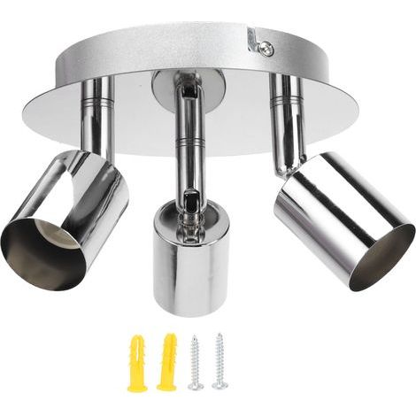 Portalampada circolare moderno e semplice a 3 teste, attacco GU10, luce flessibile e girevole per camera da letto, 85-265V (1/5)
