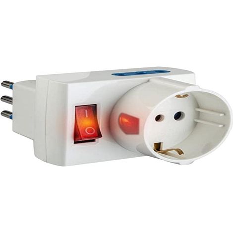 Poly Pool PP2380 Adattatore Spina 10 3 Prese Fuori Asse E Interruttore Luminoso Salvaspazio Piccola Bianco (1/5)