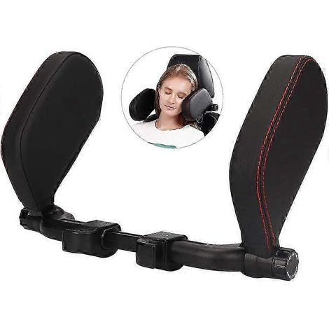 Oreiller ergonomique réglable pour appui-tête de voiture 180°, cuir véritable et mousse à mémoire de forme, installation facile (1/4)