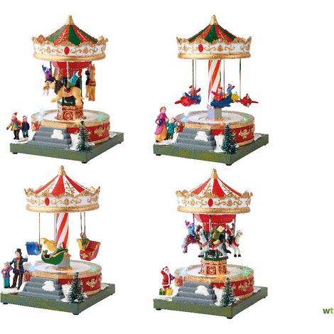 1 CAROSELLO CON LED E MOVIMENTI 13X12X18,5CM ASSORTITO PRESEPE GIOSTRA